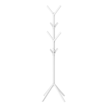 Monarch Specialties Coat Rack, Hall Tree, Free Standing, 8 Hooks, Entryway, 70"H, Bedroom, Metal, White, Contemporary I 2059